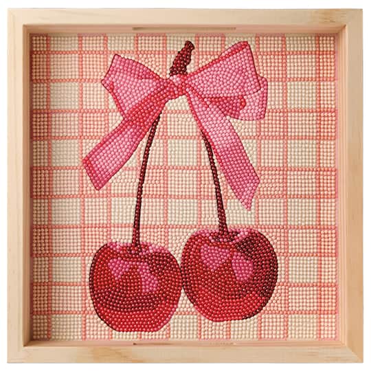 10" x 10" Cherries Wood Tray Diamond Art Kit by Make Market®